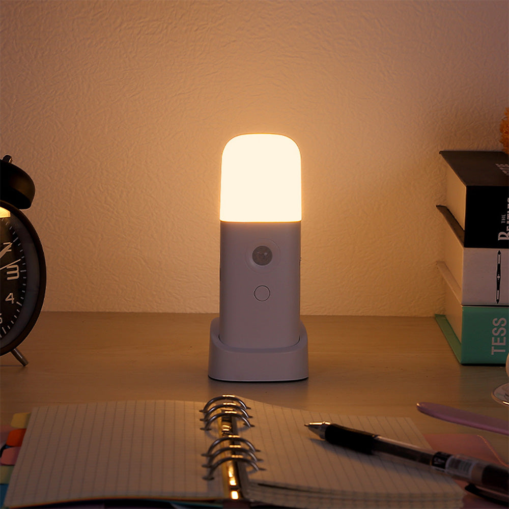 Dimmable Motion Sensor Night Light Rechargeable Nightlight with 5 Brightness Levels Yellow