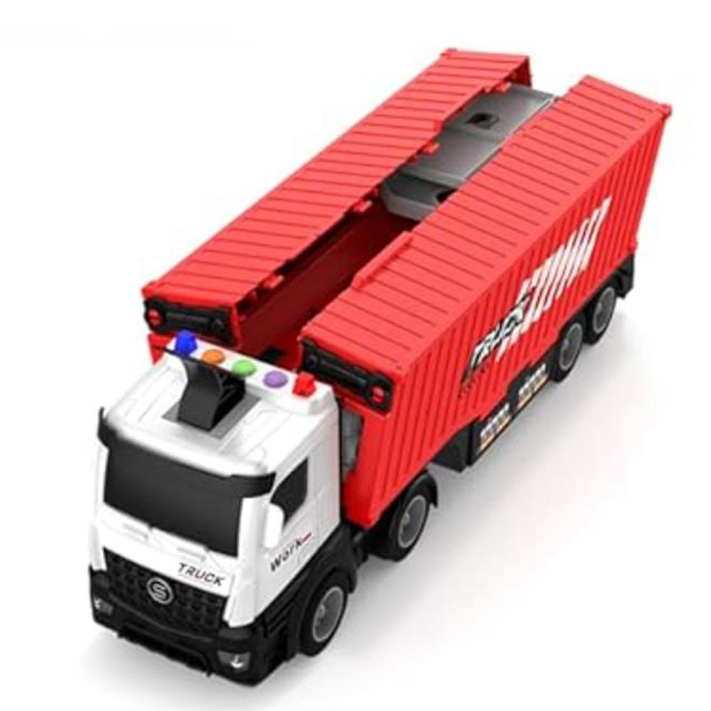 Transform Carrier Truck Race Track Toys with 8 Mini Race Cars Red