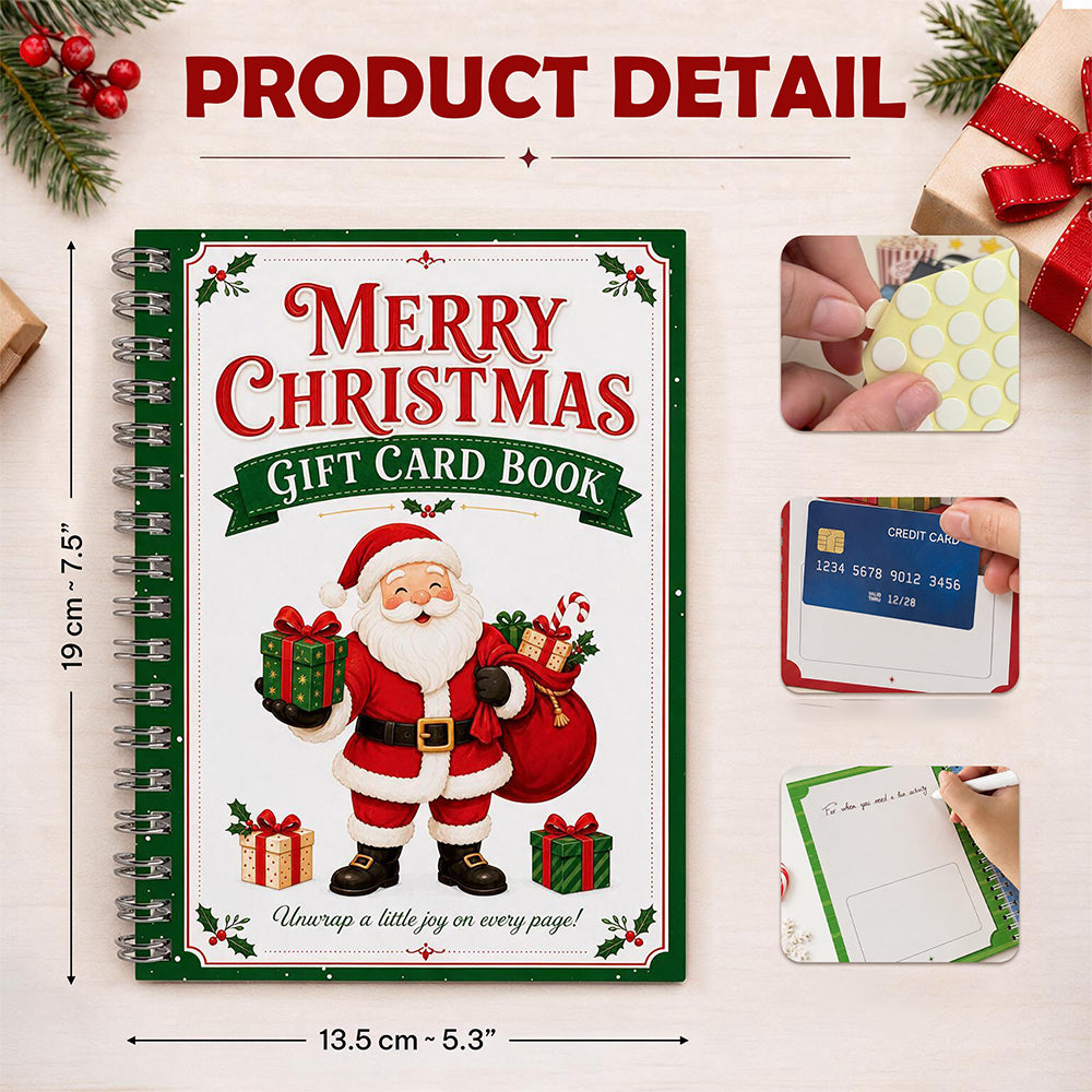 Christmas Gift Card Book Coil Bound Card Holder Book - Santa