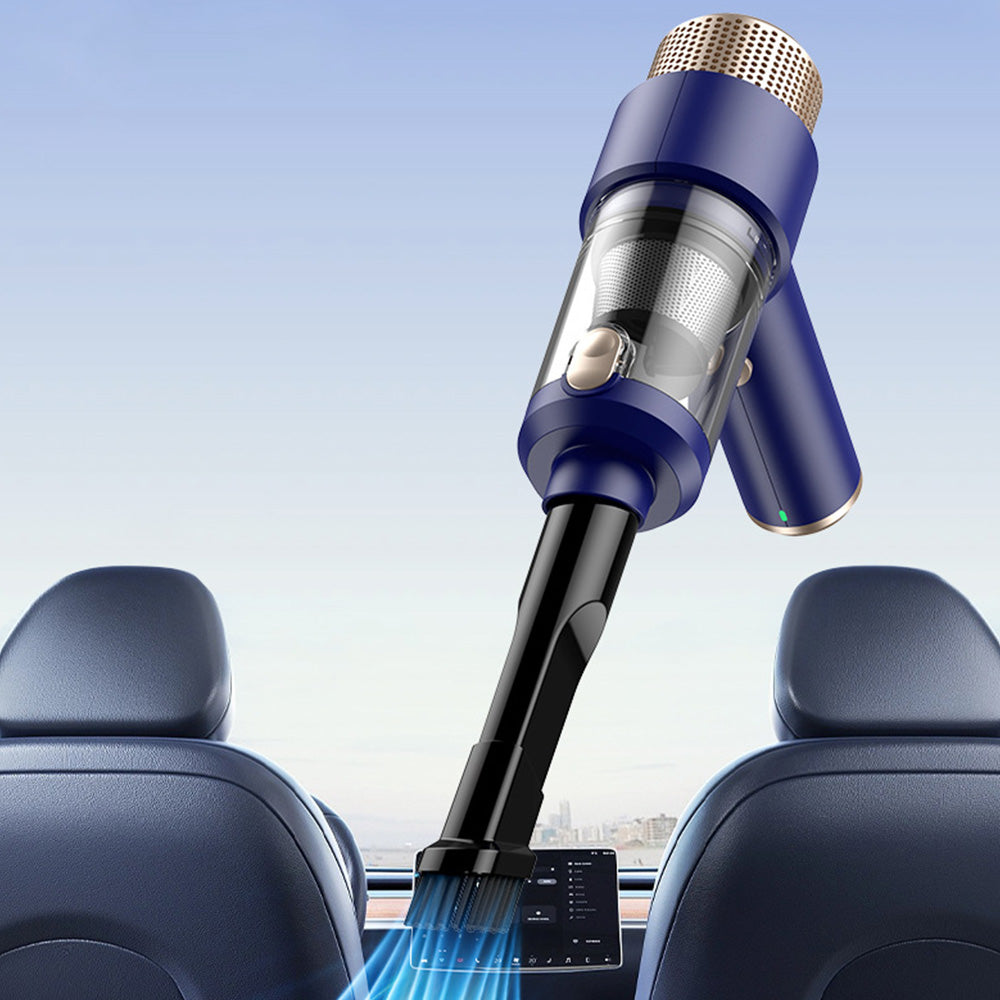 4-in-1 Handheld Car Vacuum Cleaner Portable Cordless Air Duster with LED Light for Car Home Office Blue