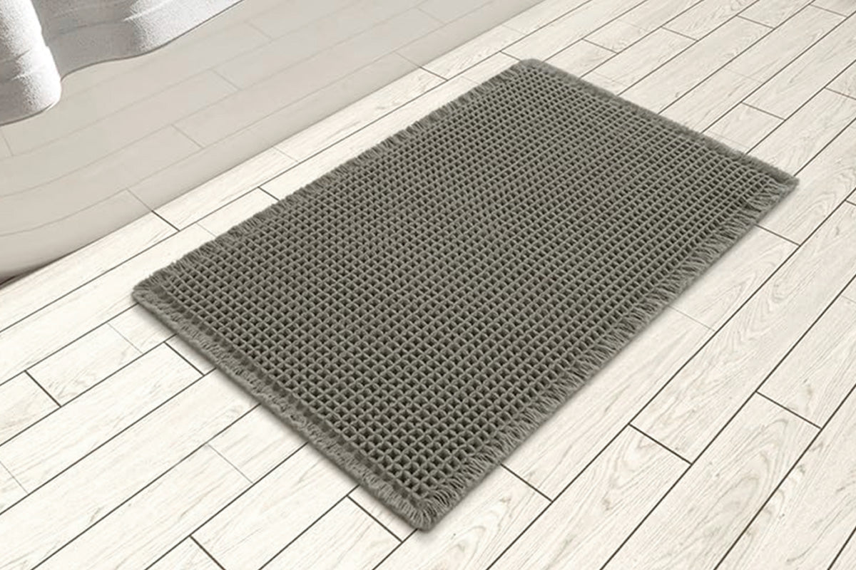 Waffle Bath Mat Super Absorbent Non Slip Bathroom Rug Rubber Backed Bath Rug -Green
