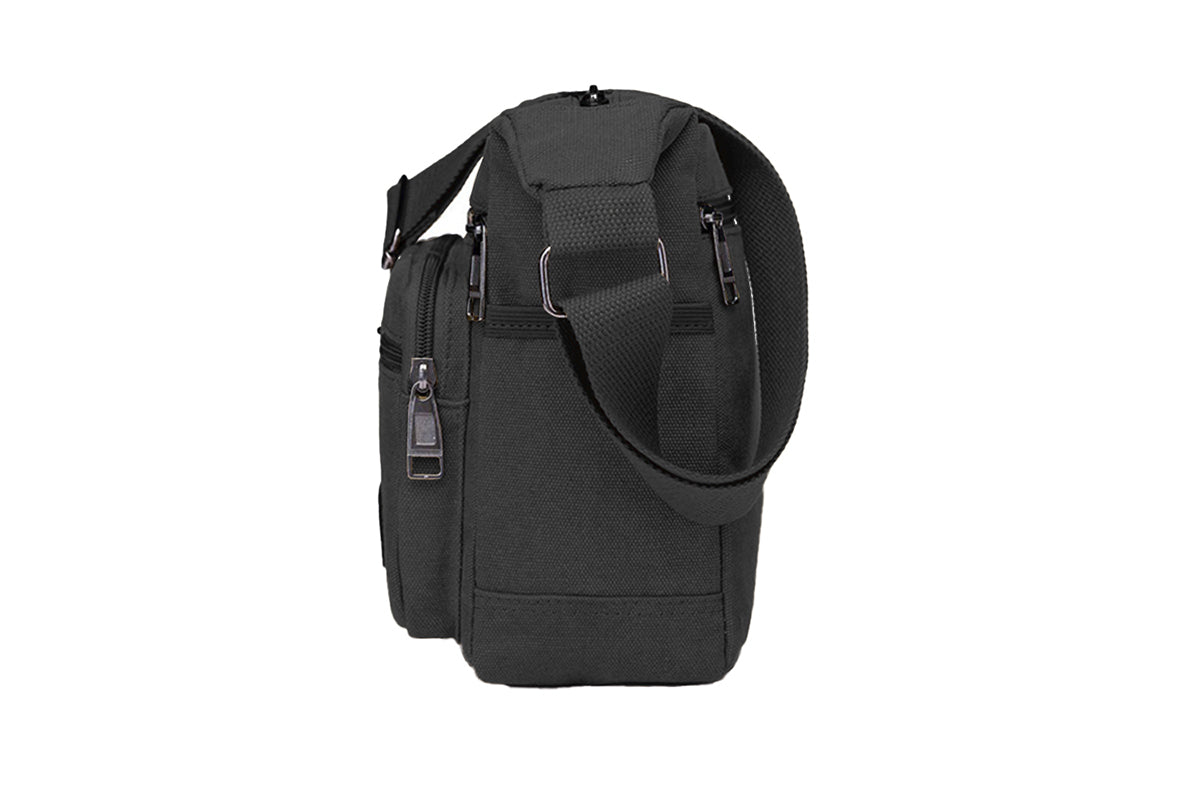 Men Vintage Crossbody Canvas Messenger Shoulder Bag-Black