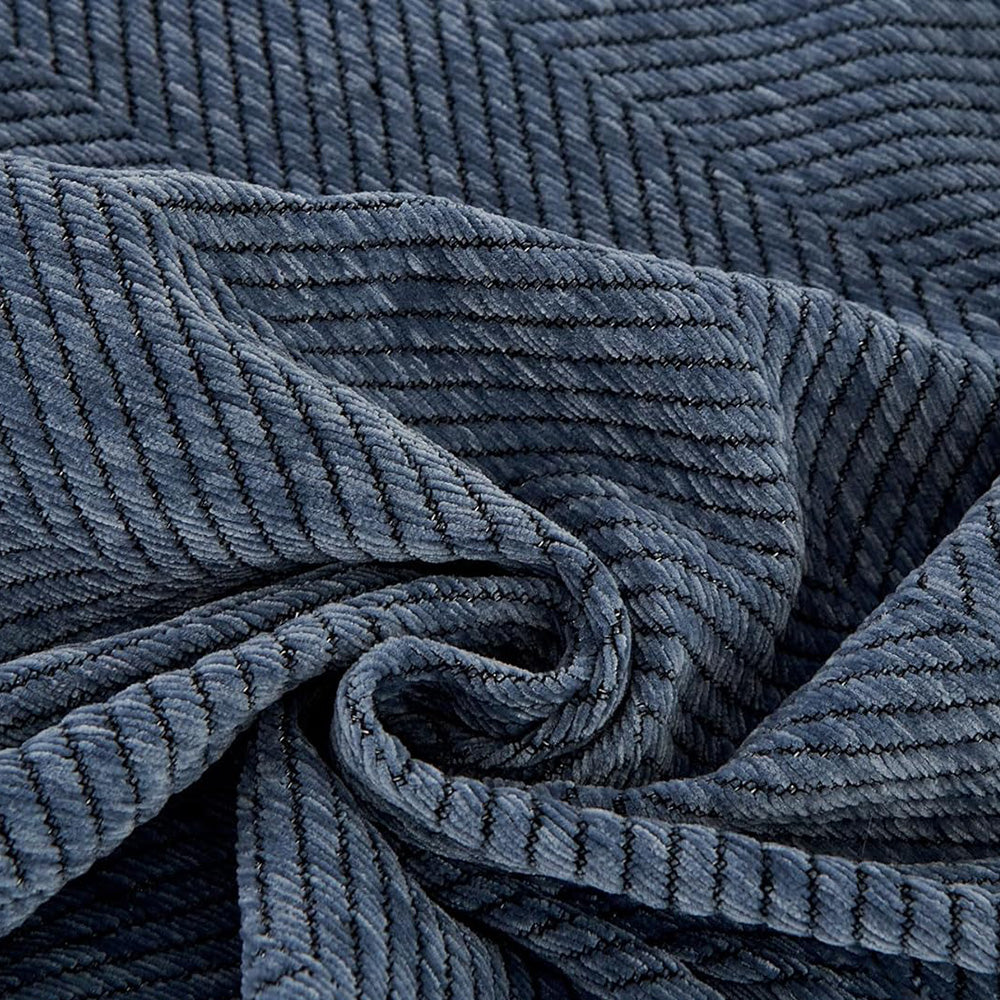 Herringbone Tassel Sofa Throw Cover Large Blanket for Couch Furniture Protector-Blue