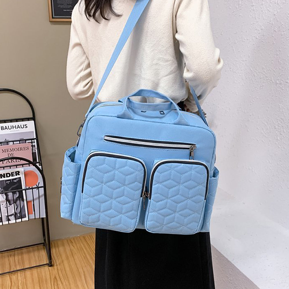 Large Mummy Bag Multi-Pocket Travel Nappy Tote Shoulder Bag Sky Blue