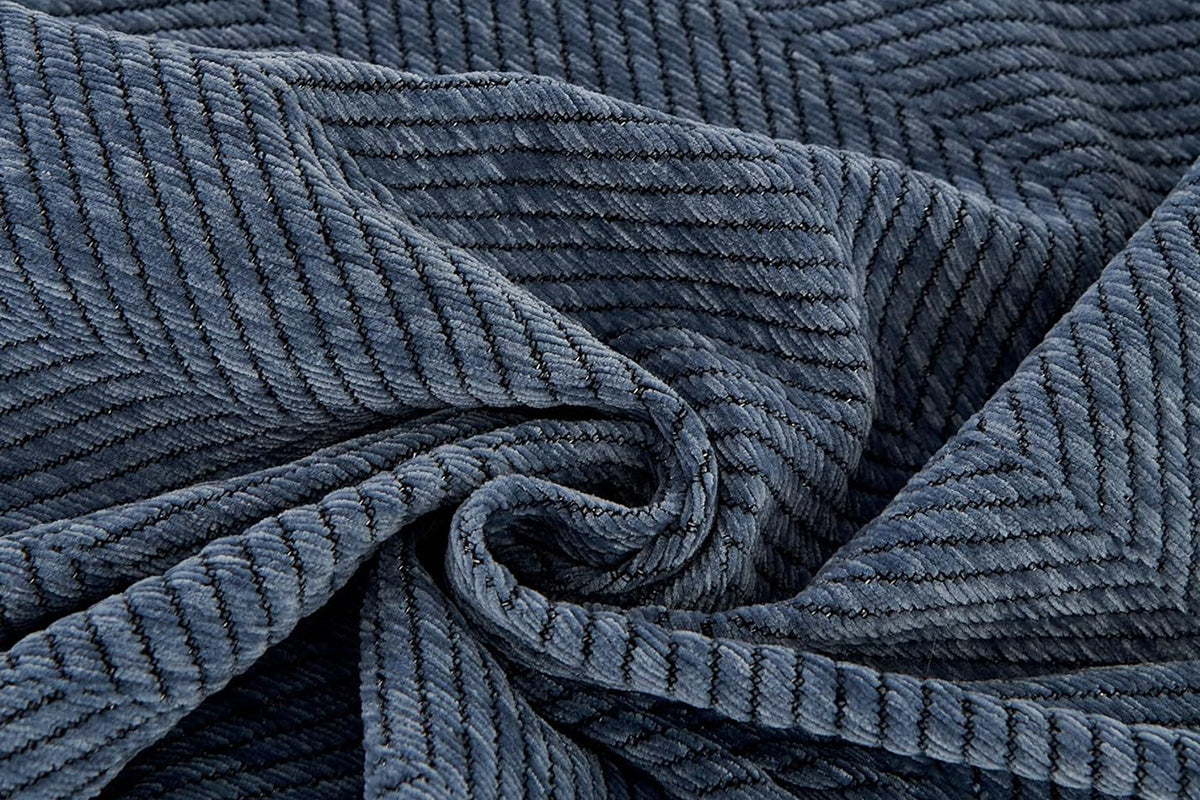 Herringbone Tassel Sofa Throw Cover Large Blanket - Blue