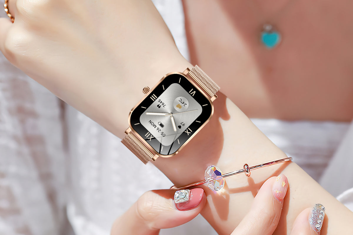 Smart Watch Bluetooth Call Make Calls Musics Fitness Tracker Heart Rate Sleep Monitor -Gold