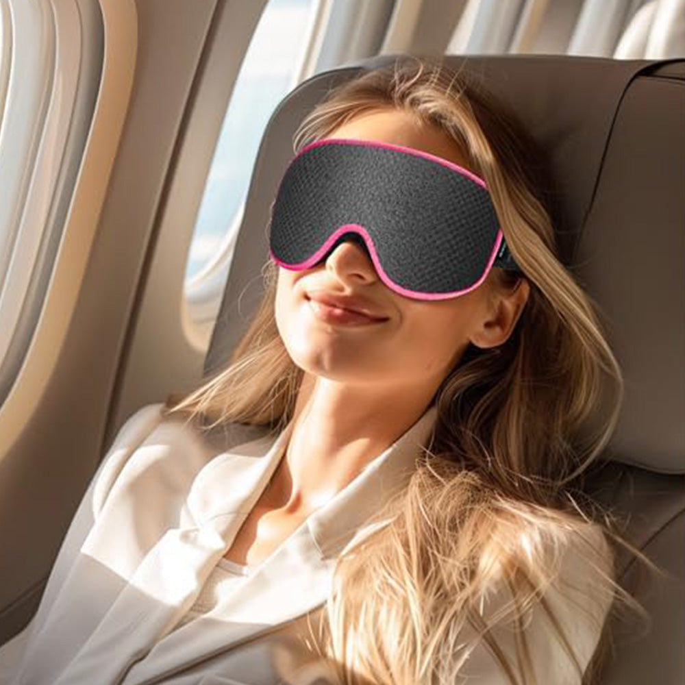 3D Sleeping Eye Mask Breathable Light Blocking Night Mask Rose Red