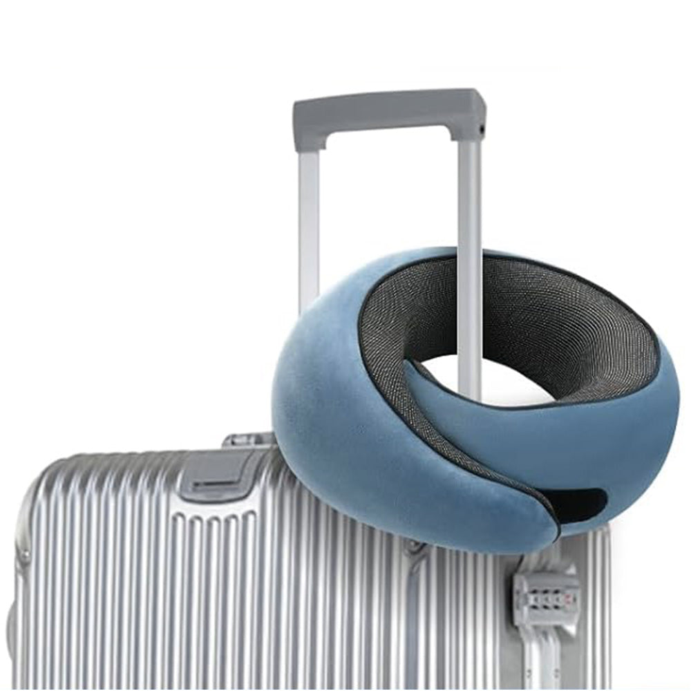 Memory Foam Travel Pillow Neck Support Pillow for Airplane Sleep Peacock Blue