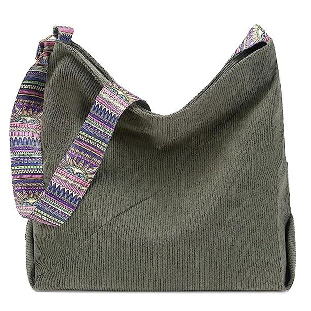 Zipper Tote Bag for Women Shoulder Bags with Adjustable Strap for Work School Shopping Travel Green