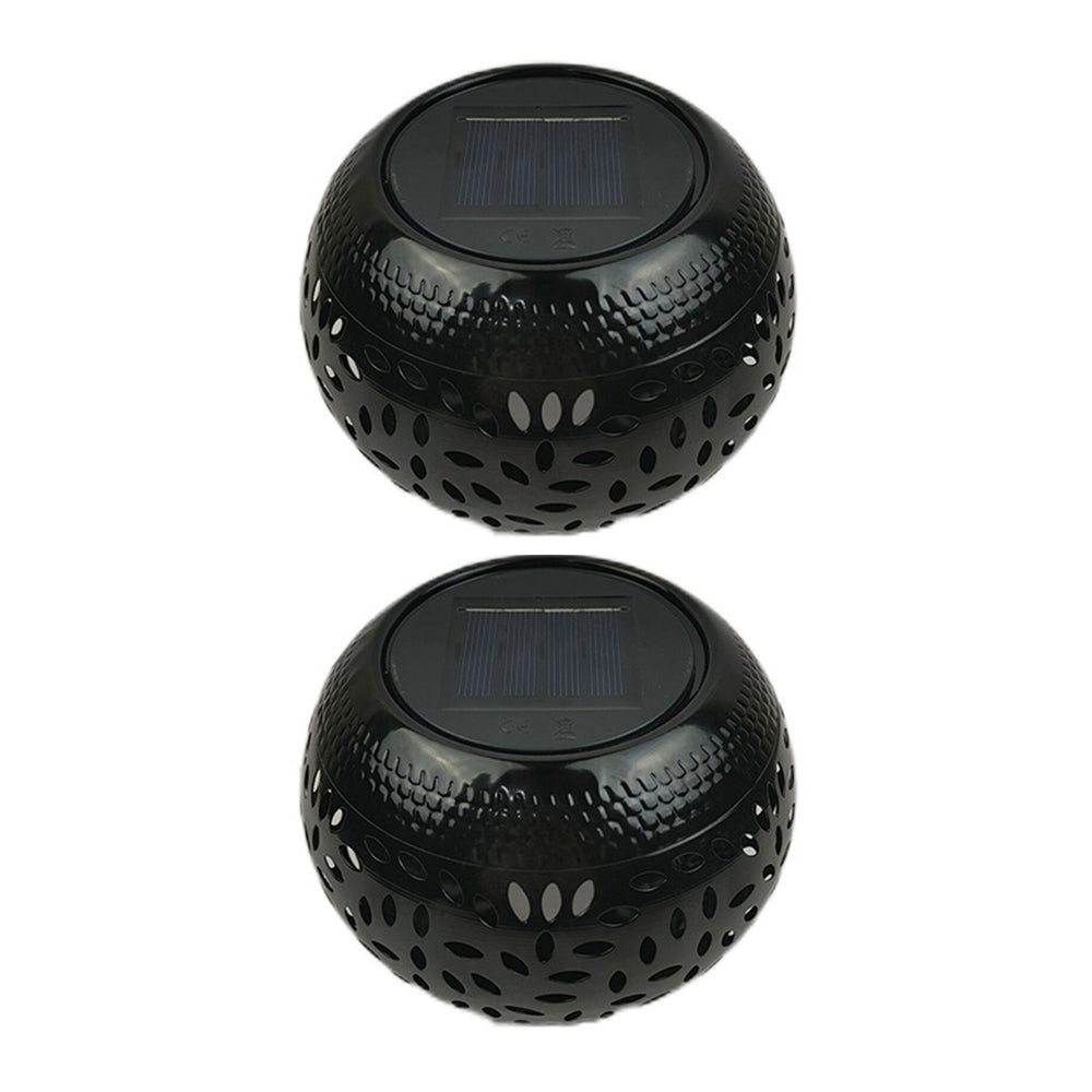 2Pcs Solar Hollow Out Retro Lantern Light Outdoor Decorative Shadow Light for Yard Porch Garden Balcony Black