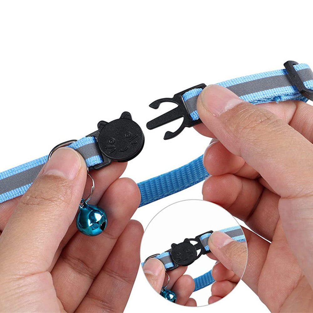 Reflective Cat Collar Compatible with Apple Airtag Adjustable Airtag Holder for Cat Dog Kitten Puppy Blue