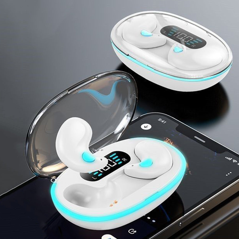 Wireless Bluetooth Sleep Earbuds Invisible Earplugs with Charging Case White