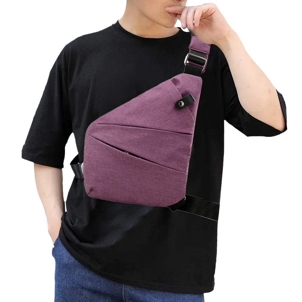 Men Anti-Theft Chest Pack Right Shoulder Sling Bag Travel Sports Crossbody Bag Purple
