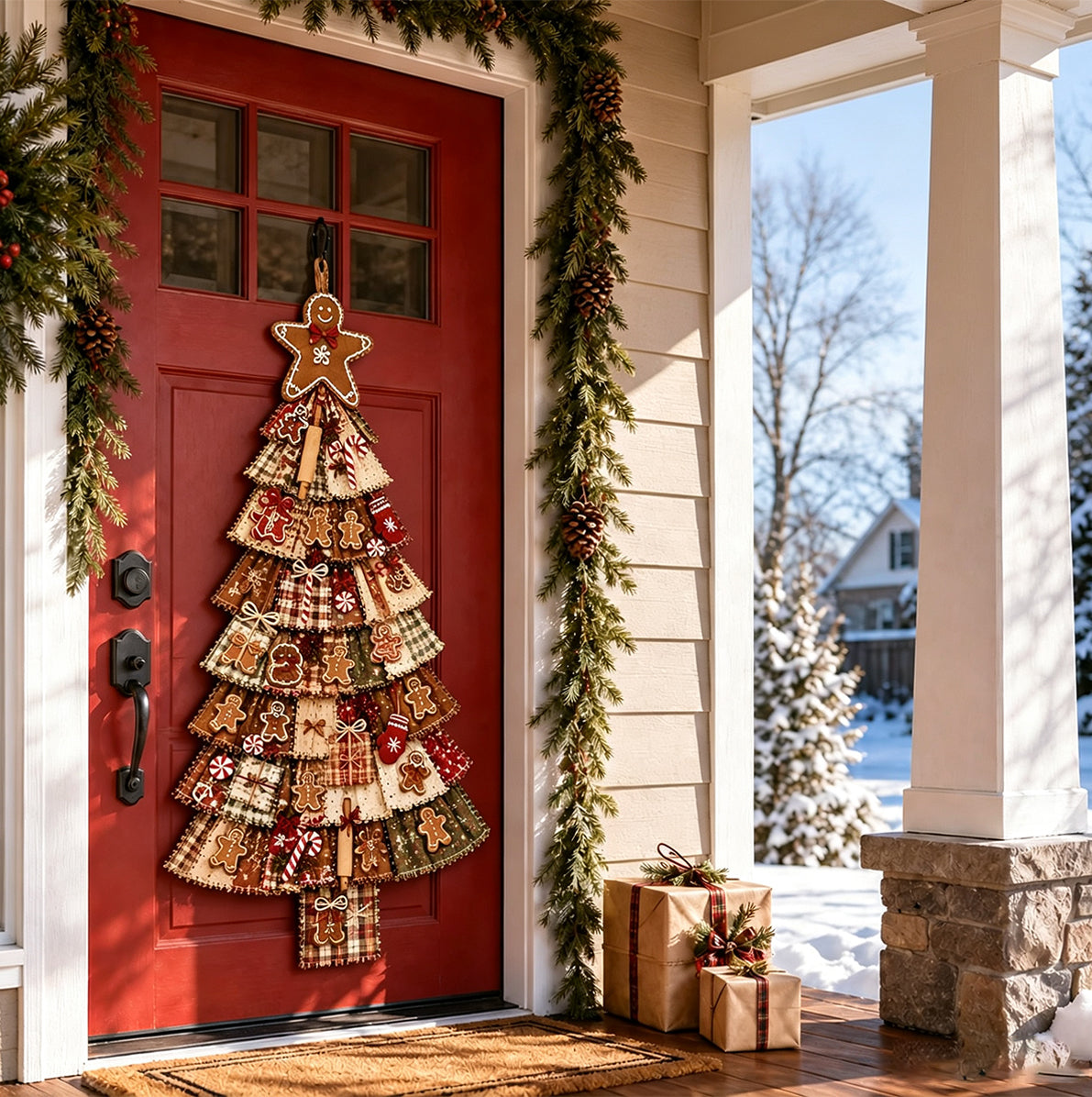Christmas Tree Door Hanging Kit DIY Quilted Ornament - Red