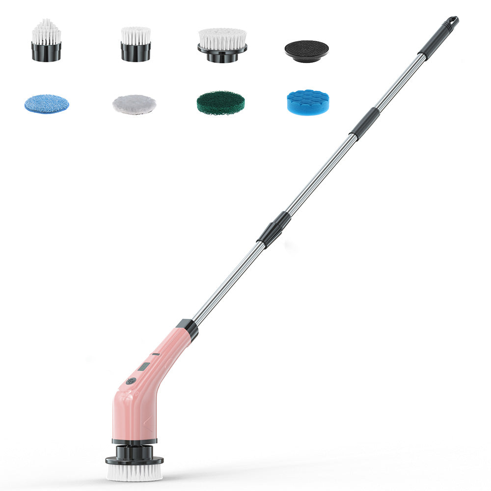 Cordless Electric Spin Scrubber Rechargeable Cleaning Brush with 7 Replaceable Brush Heads Pink