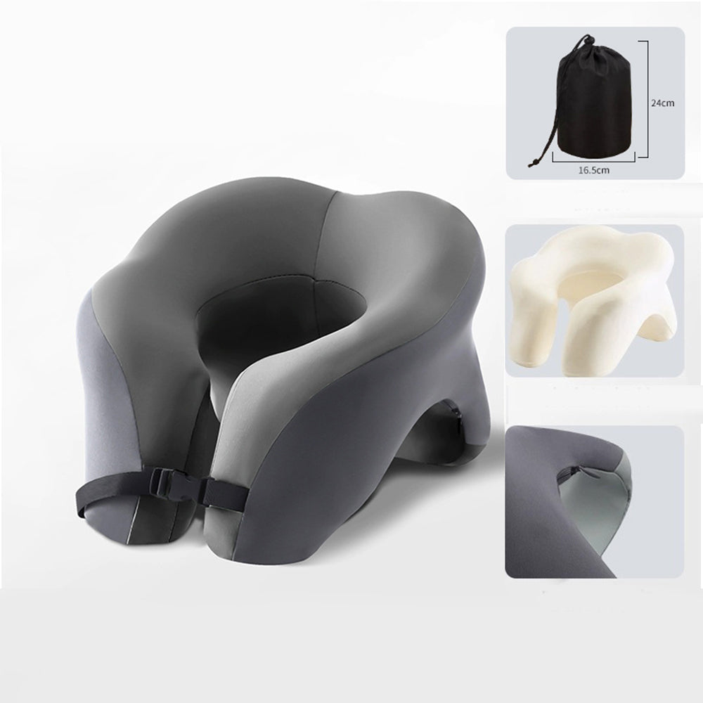 Travel Neck Pillow U-Shaped Neck Support Memory Foam Pillows Gray