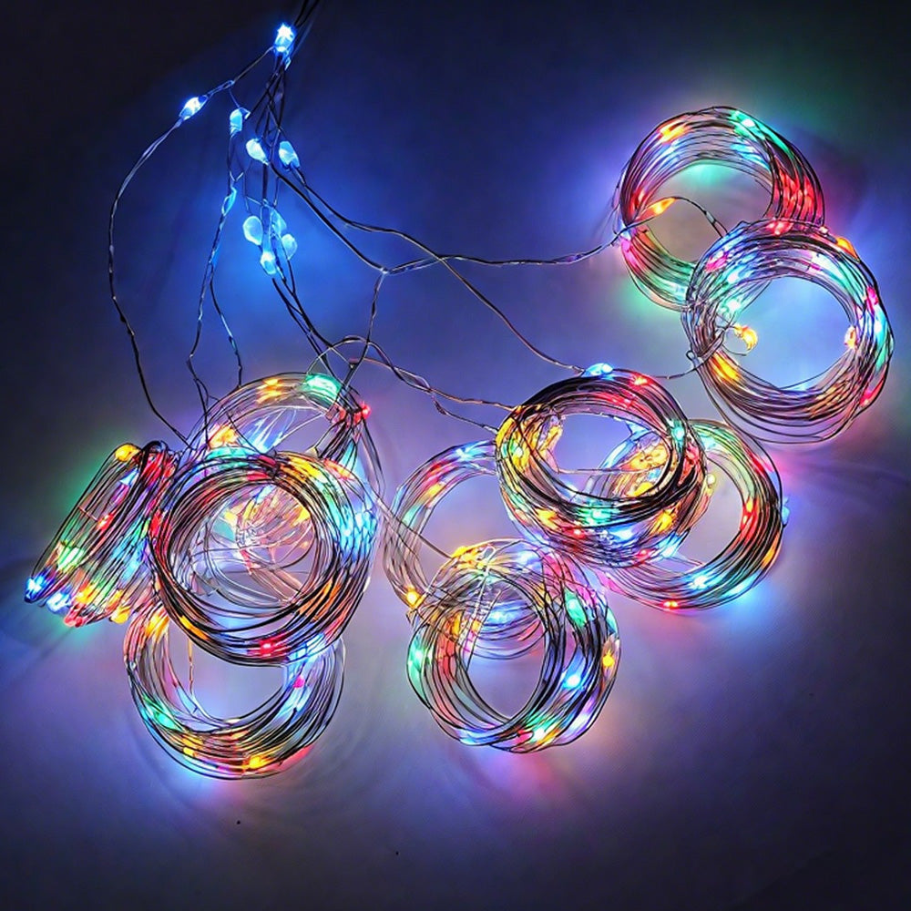 Solar Fairy Curtain Lights ¨C Christmas Hanging String Lights for Window Backdrop Multicolor