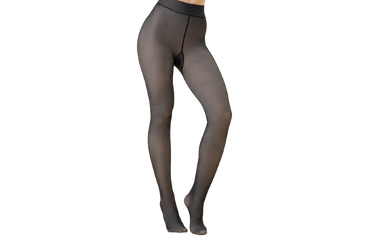 Women Thermal Lined Translucent Pantyhose Winter Fleece Tights Stockings-Black