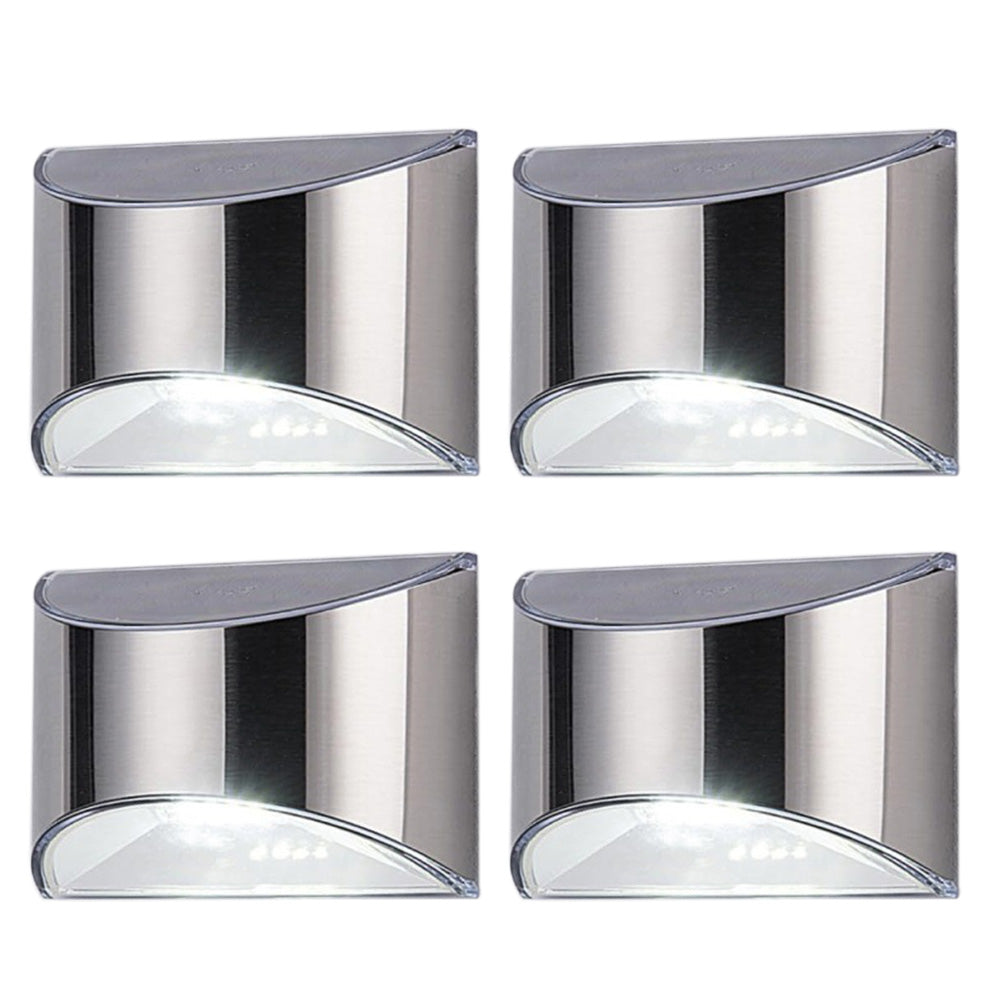 4Pcs Solar Wall Lamp Stainless Steel  Landscape Decorative Lights White