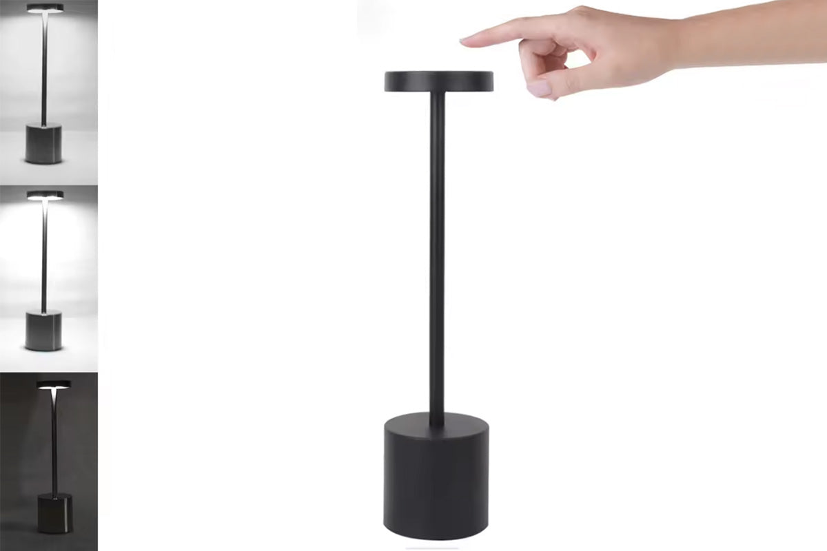 Cordless Table Lamp Portable Touch Sensor LED Desk Lamp Beside Night Light-Black