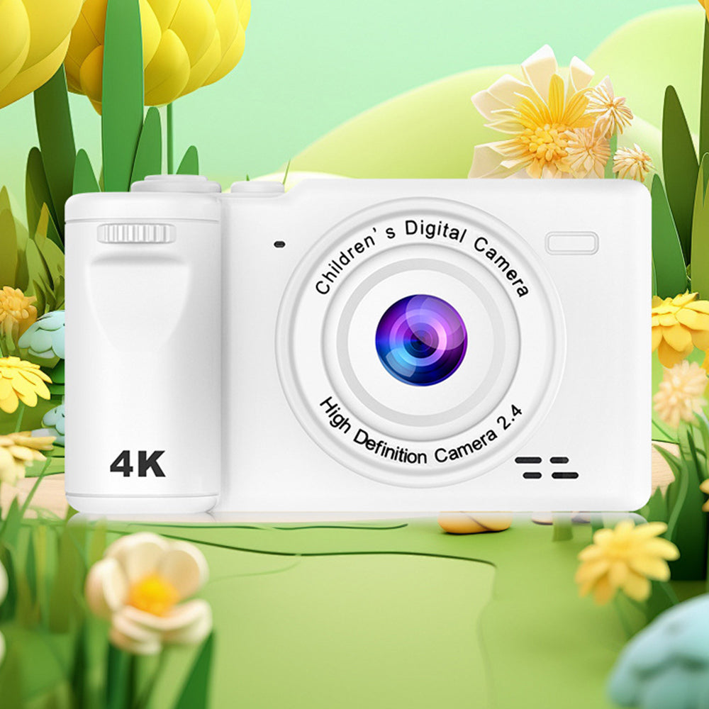 8X HD Digital Camera Kid' Camera Autofocus 4K Camera with Memory Card White