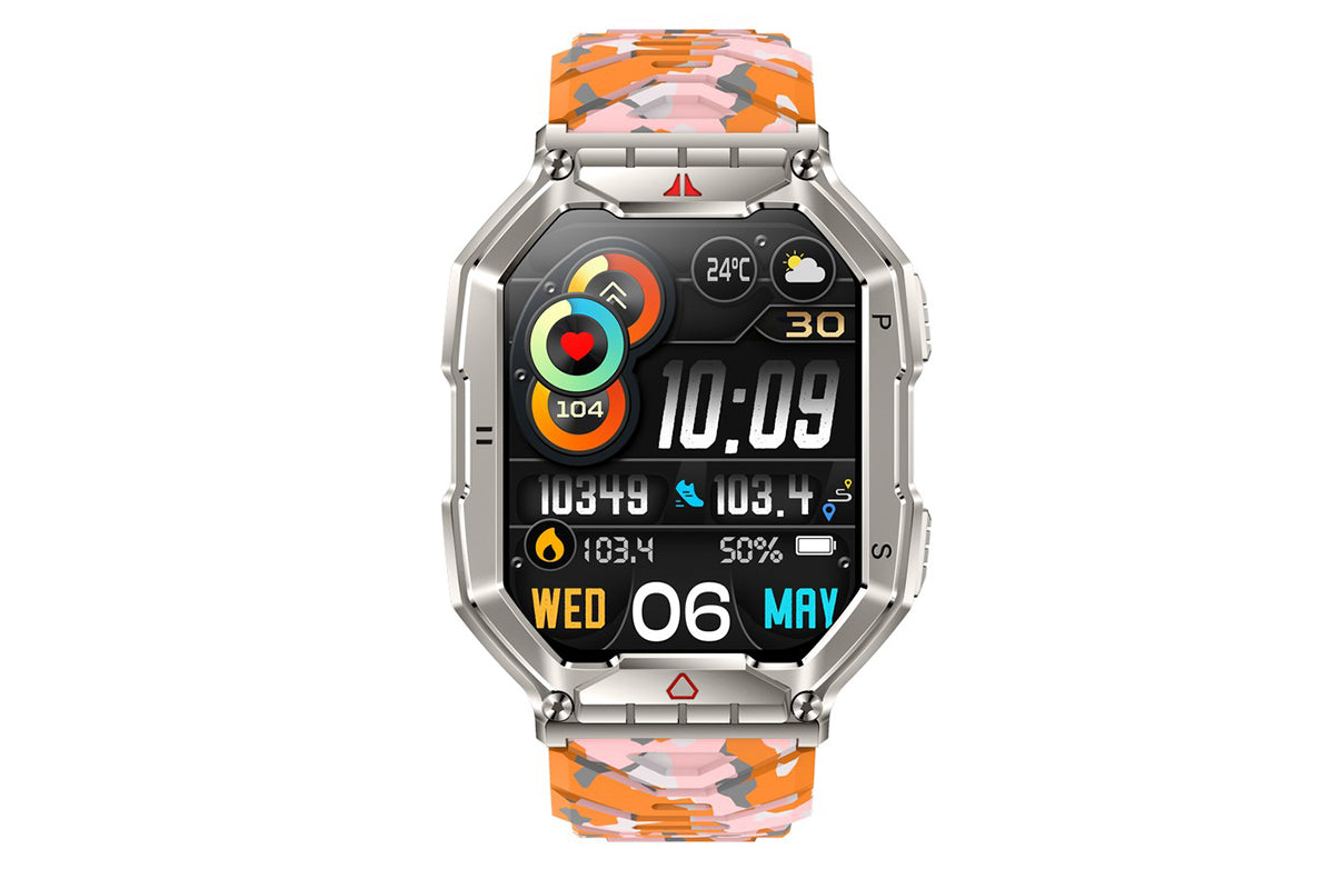 Smart Watch 2.1-Inch Fitness Watch with All Day Heart Rate Sleep Monitor Blood Oxygen Flashlight 107 Sports Modes Activity Tracker-Silver