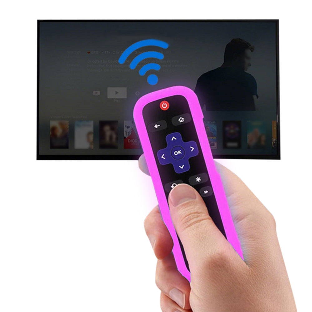 2 Pack Glow in The Dark Silicone Case Cover for Roku TV Remote -Purple