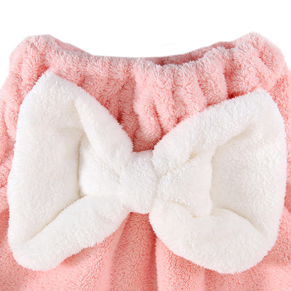 2Pcs Set Quick Absorbent Drying Hair Caps with Bow-Knot Hair Turban Wrap for Women Style 2