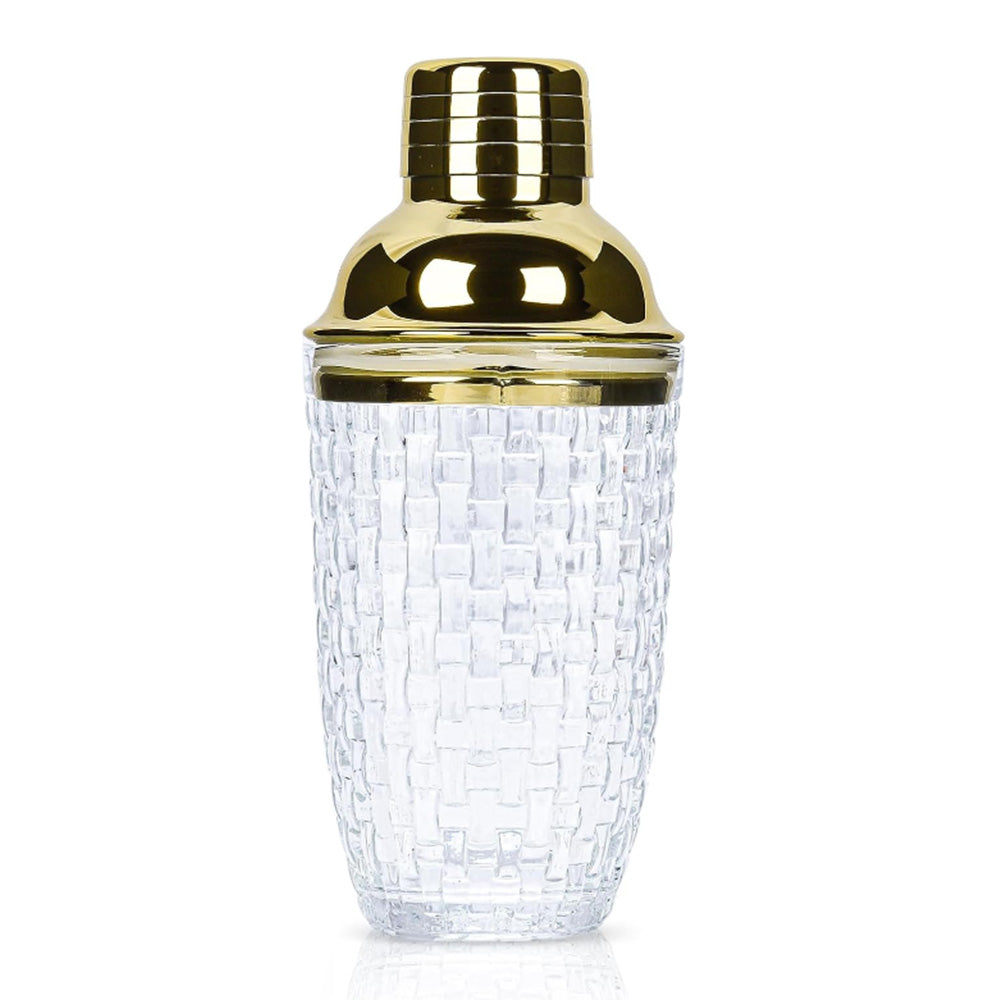 Glass Cocktail Shaker Leakproof Drinks Shaker with Steel Lid Ice Shaker for Home and Bar Use Golden