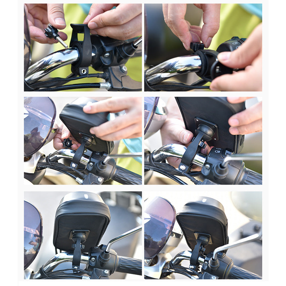 Waterproof Bike Phone Holder Fully Enclosed Touch Sensitive Bike Handlebar Phone Mount-Blue
