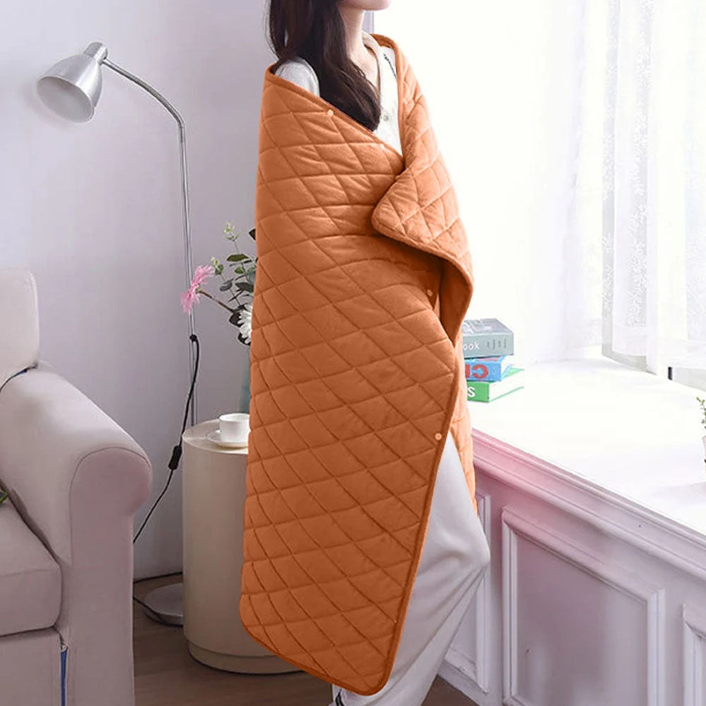 140x100cm Electric Blanket 3 Heat Settings USB Heated Blanket Wearable Brown