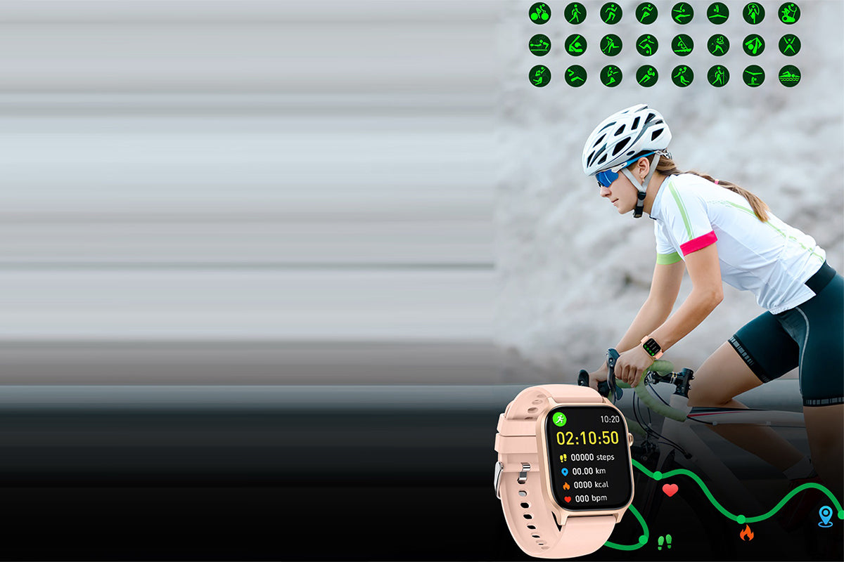 Smart Watch 1.85-Inch Fitness Watch with Heart Rate Sleep Monitor Blood Oxygen Blood Pressure Activity Tracker-Pink