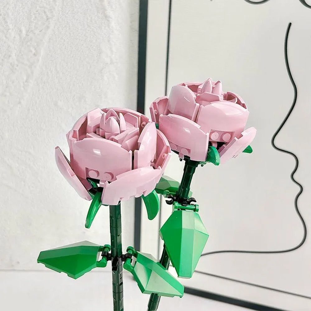 Set of 2Pcs Flower Building Blocks Kits Artificial Flowers Home Office Decoration Style 3