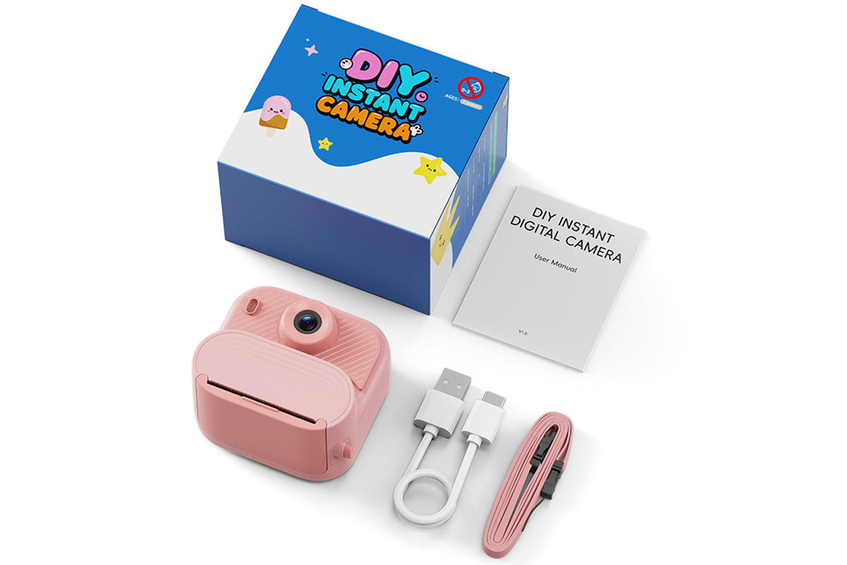 boy and girls DIY Instant Print Camera with 48MP Photo Printer-Pink