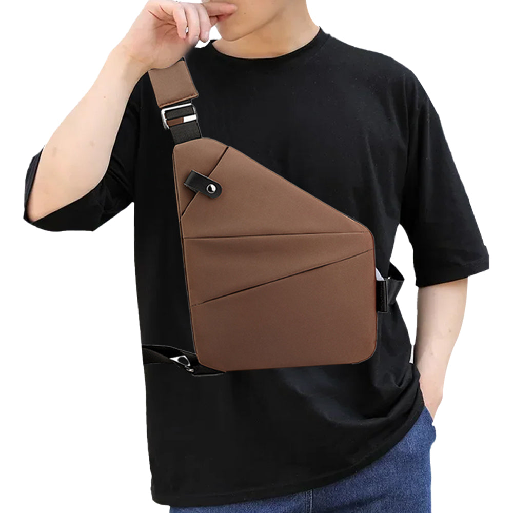 Men Anti-Theft Chest Pack Left Shoulder Sling Bag Travel Crossbody Bag Coffee