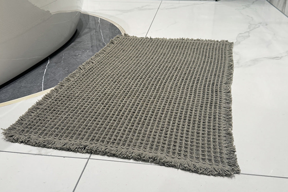 Waffle Bath Mat Super Absorbent Non Slip Bathroom Rug Rubber Backed Bath Rug -Green