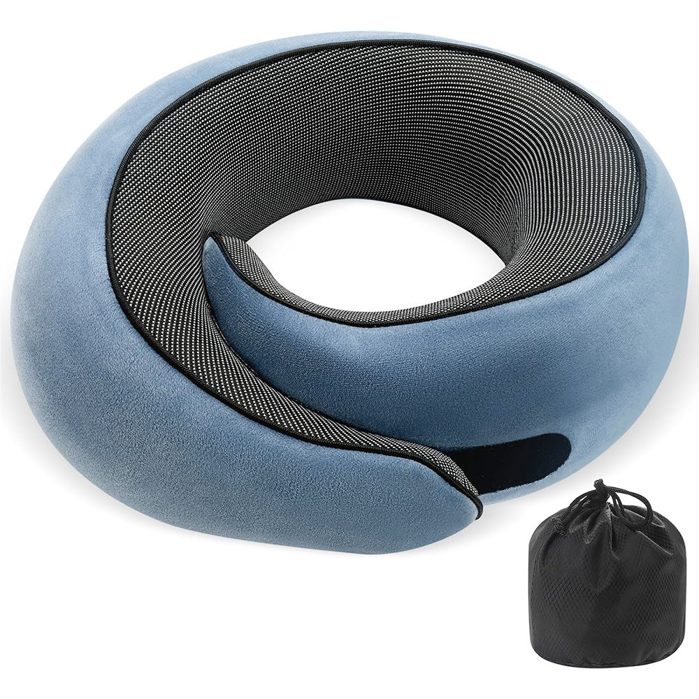Memory Foam Travel Pillow Neck Support Pillow for Airplane Sleep Peacock Blue