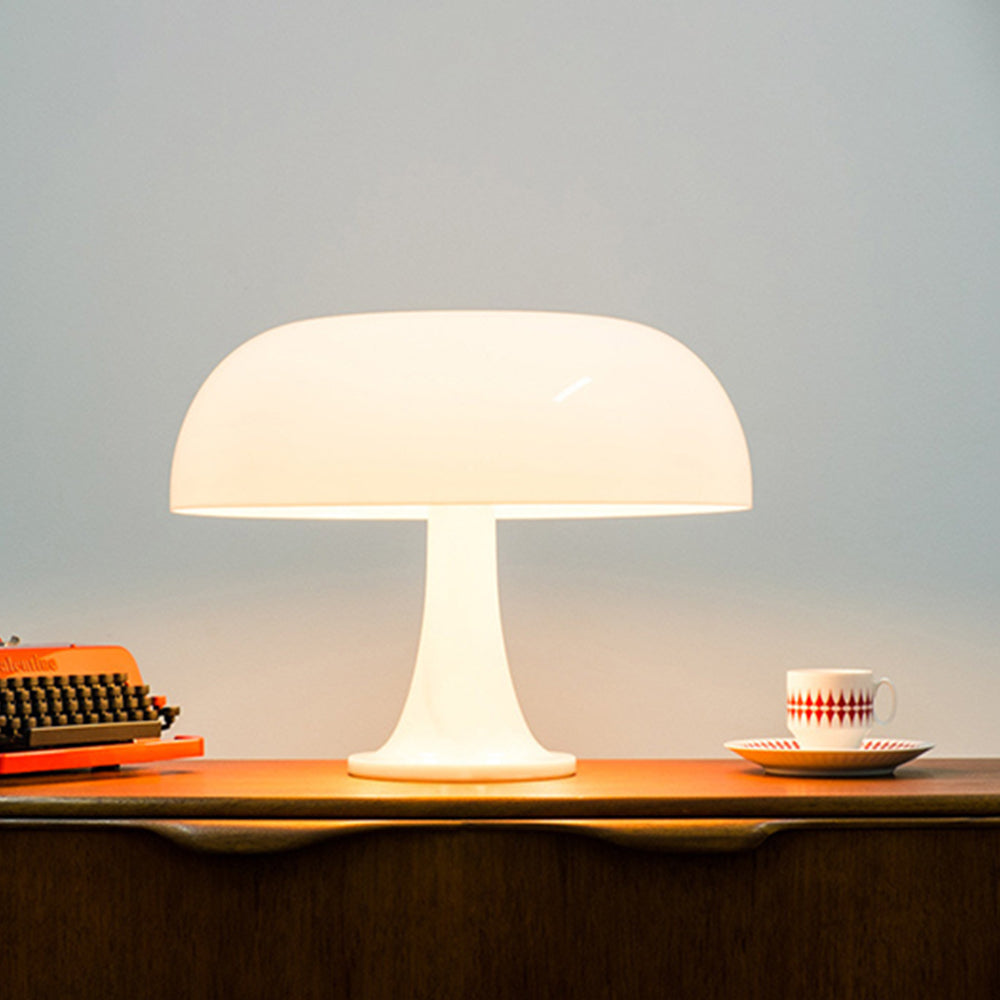 Retro LED Mushroom Table Lamp Dimmable Desk Lamp Hotel Bedroom Decoration Beige