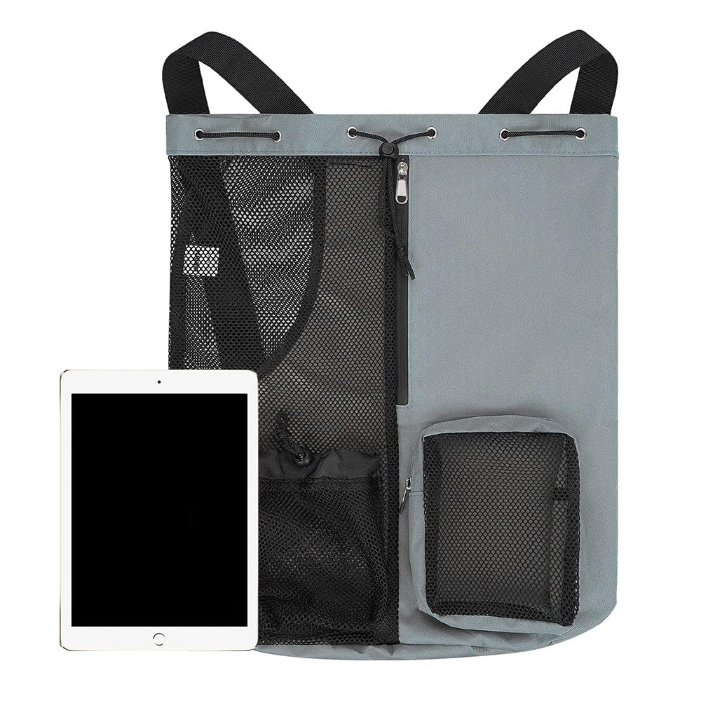 Drawstring Swim Bag Mesh Backpack with Wet Pocket for Swimming Gym Workout Grey