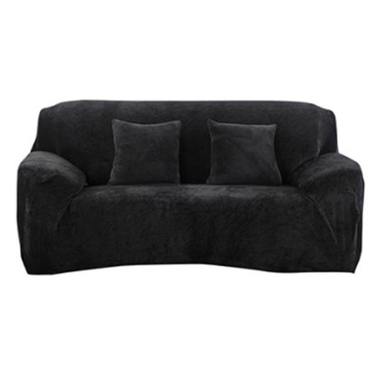 Velvet Stretch Sofa Slipcover Sofa Couch Furniture Protector Cover Black