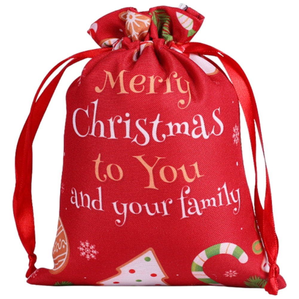 10Pcs Christmas Drawstring Storage Bags Xmas Holiday Wrapping Sacks Style 2