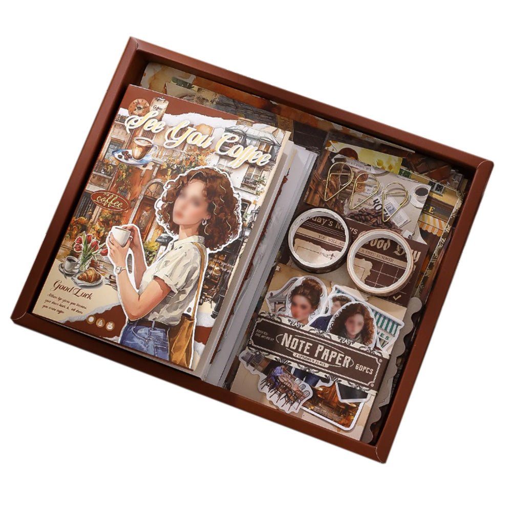 2Pcs Scrapbook Kit Bullet Junk Journal Kit with Scrapbooking Supply-Coffee