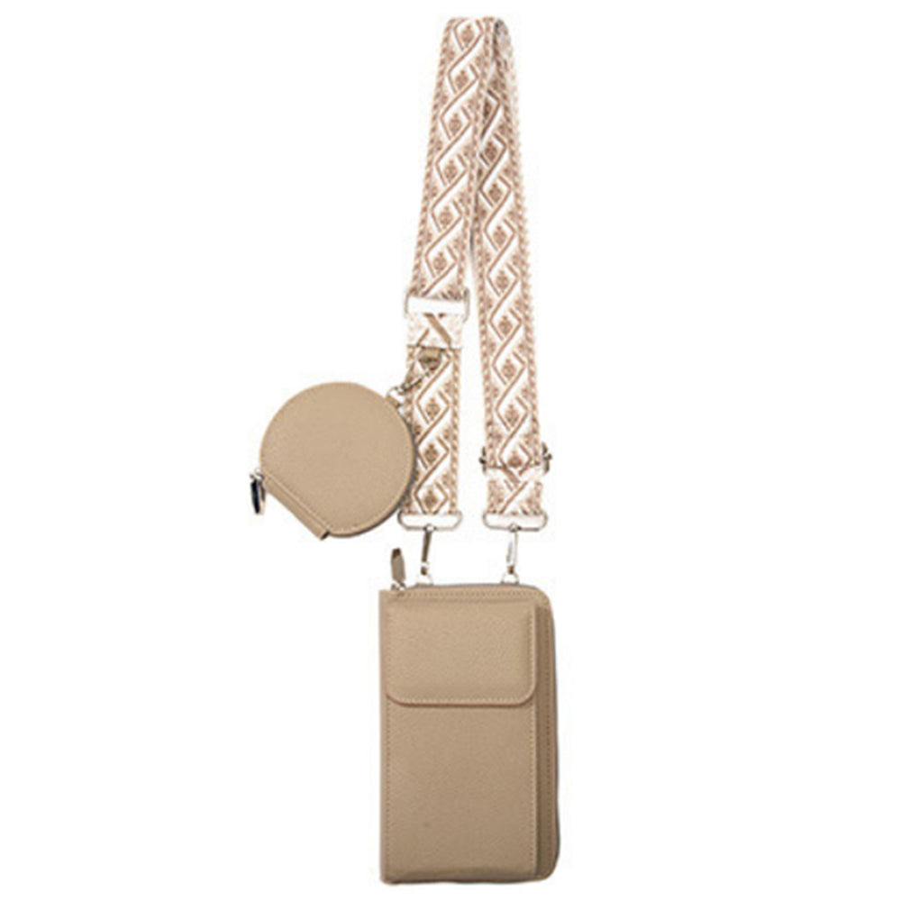 PU Leather Cell Phone Purse Women Small Crossbody Bags Cellphone Wallet Apricot