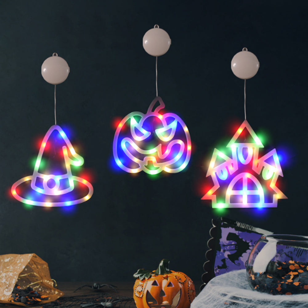 2Pcs Halloween Window LED Light Decorative Suction Mount Lights Battery Operated Style 1
