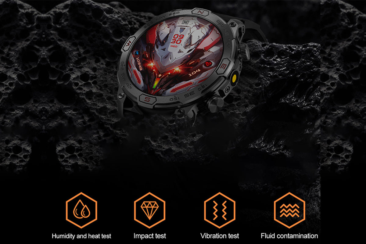 Smart Watch 1.43-Inch Fitness Watch with All Day Heart Rate Sleep Monitor Blood Oxygen Flashlight AI Voice Activity Tracker-Orange camouflage