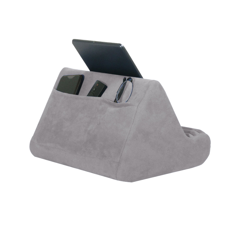 Multi-Angle Tablet Holder Compatible with iPads Lazy Holder Stand for Bed and Desk with 2 Pockets Grey