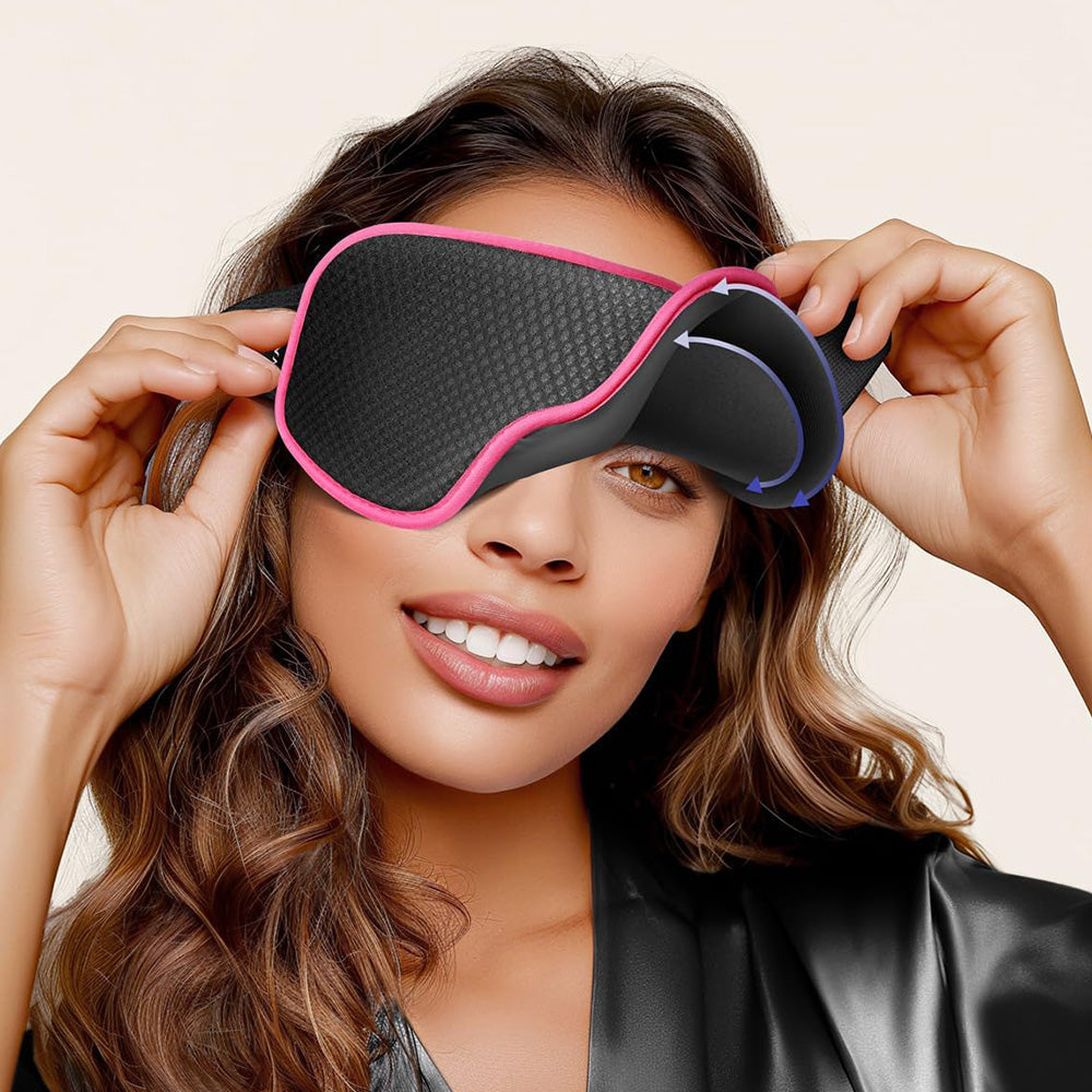 3D Sleeping Eye Mask Breathable Light Blocking Night Mask Rose Red