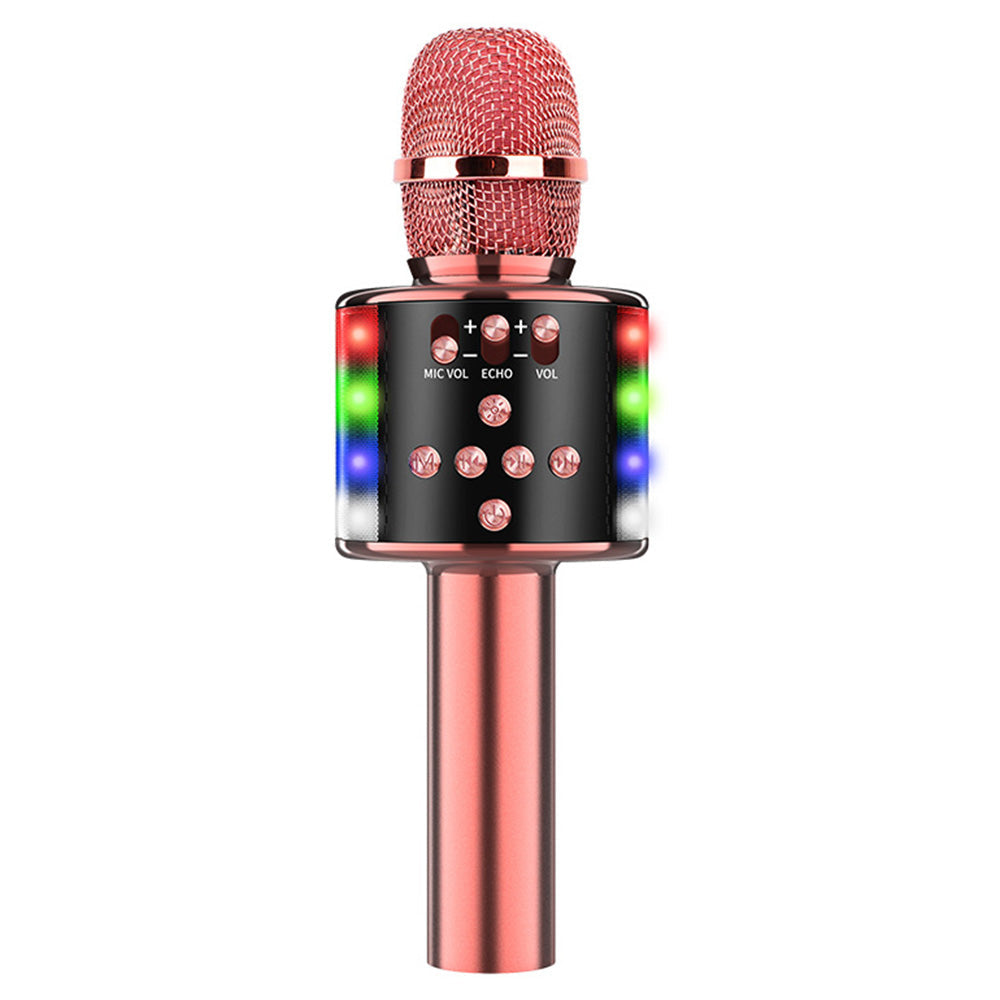 Wireless Bluetooth Karaoke Microphone with LED Lights Home Party Singing Mic Rose Red