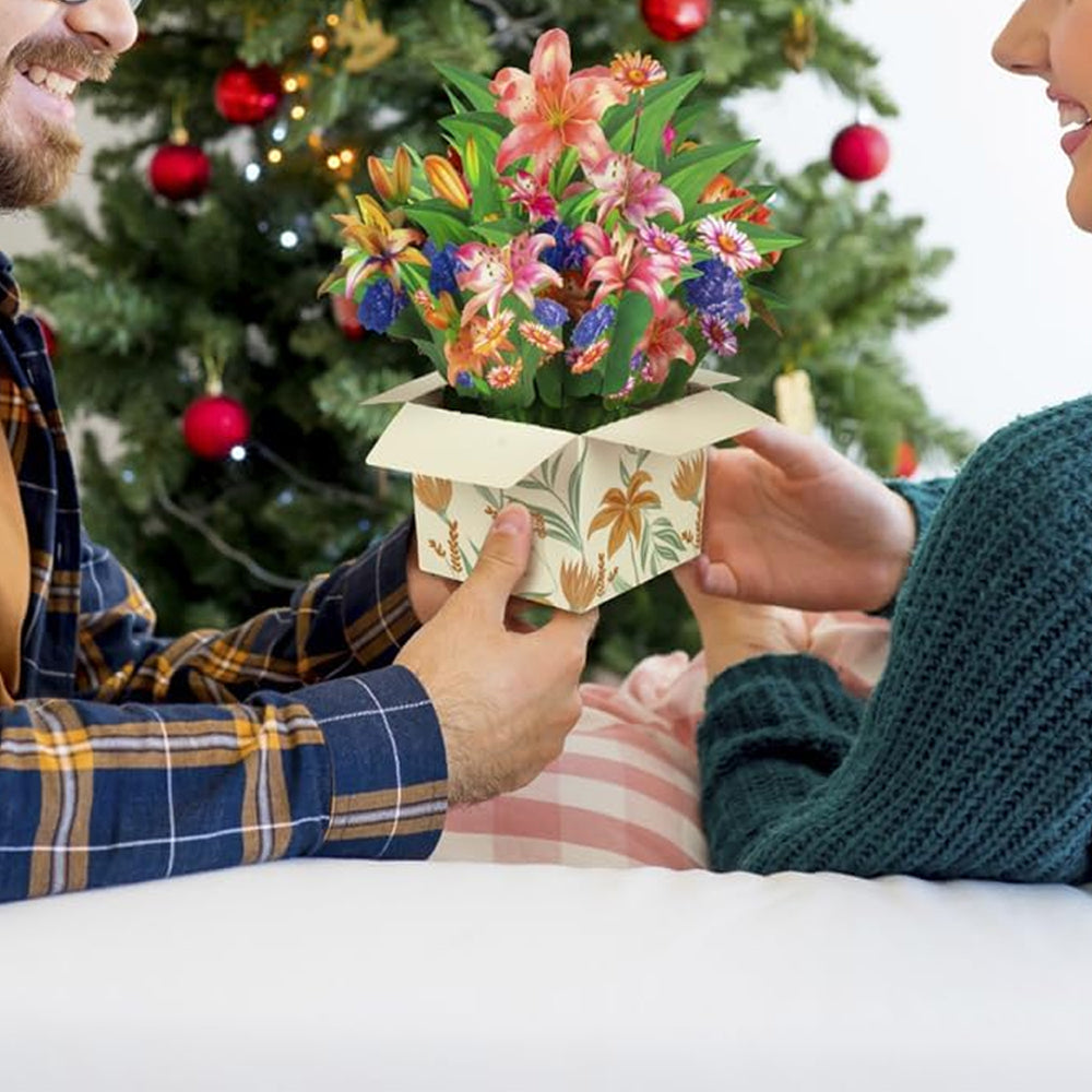 3D Popup Greeting Card Flower Paper Pop Up Cards Flower Bouquet for Mom Wife Style 2