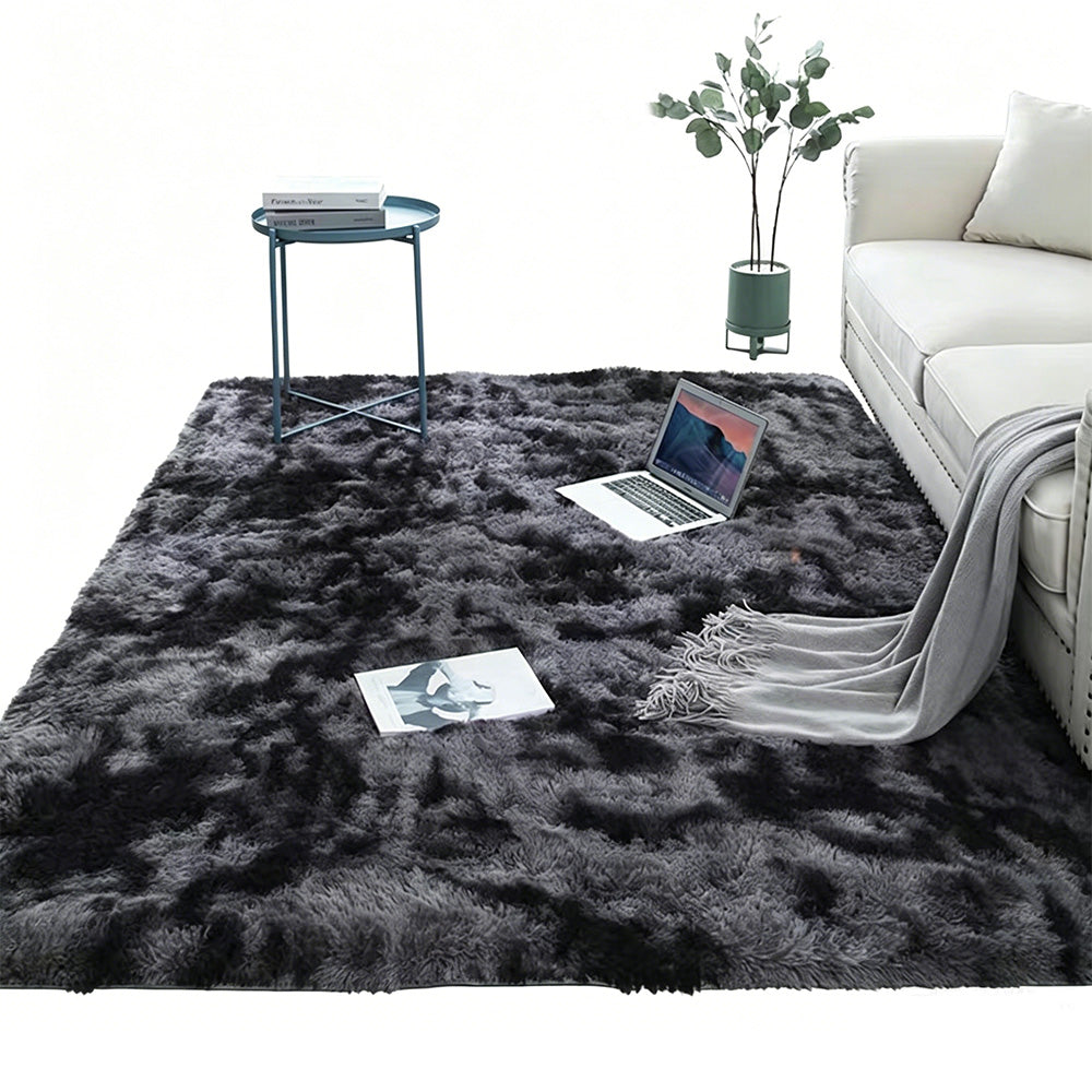 Plush Area Rug Soft Fluffy Carpet for Bedroom Living Room Dorm Room-Black